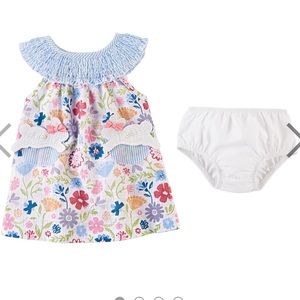 Mudpie Smocked Floral Bunny Dress